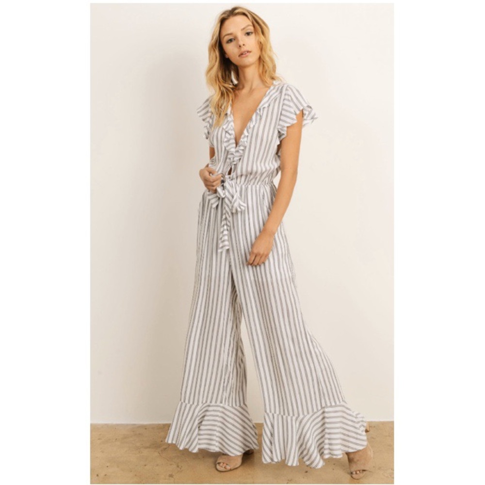 Borderline Striped pocketed jumpsuit